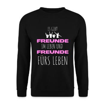 Beste Freunde FREUND Kumpel Kumpels - Unisex Pullover - Schwarz - Vorne - Alina (178cm) & Michal (187cm)