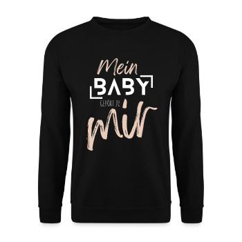 MEIN BABY gehört zu mir - Unisex Pullover - Schwarz - Vorne - Alina (178cm) & Michal (187cm)