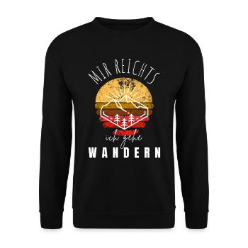 WANDERN Berge Bergsteigen WANDERWEG - Unisex Pullover - Schwarz - Vorne - Alina (178cm) & Michal (187cm)