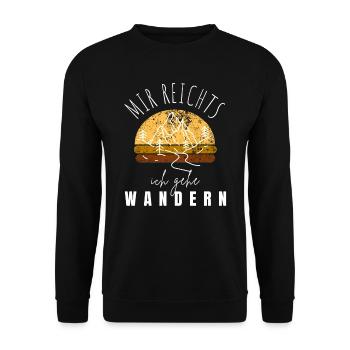 WANDERN Berge Bergsteigen WANDERWEG - Unisex Pullover - Schwarz - Vorne - Alina (178cm) & Michal (187cm)