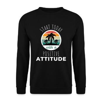 POSITIVE EINSTELLUNG MINDSET Motivation - Unisex Pullover - Schwarz - Vorne - Alina (178cm) & Michal (187cm)