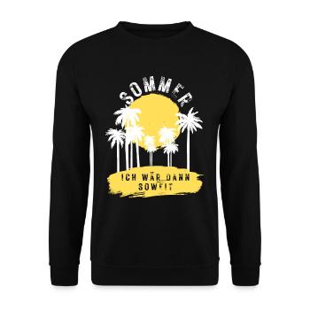 SOMMER ich bin dann soweit - HELLO SUMMER - Unisex Pullover - Schwarz - Vorne - Alina (178cm) & Michal (187cm)