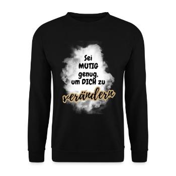 POSITIVE EINSTELLUNG MINDSET Motivation - Unisex Pullover - Schwarz - Vorne - Alina (178cm) & Michal (187cm)