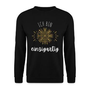 Wegweiser MOTIVATION - VEGVISIR - Unisex Pullover - Schwarz - Vorne - Alina (178cm) & Michal (187cm)