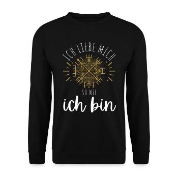 Wegweiser MOTIVATION - VEGVISIR - Unisex Pullover - Schwarz - Vorne - Alina (178cm) & Michal (187cm)