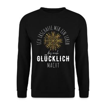Wegweiser Motivation - VEGVISIR - Unisex Pullover - Schwarz - Vorne - Alina (178cm) & Michal (187cm)