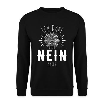 Wegweiser RUNEN Motivation - VEGVISIR - Unisex Pullover - Schwarz - Vorne - Alina (178cm) & Michal (187cm)