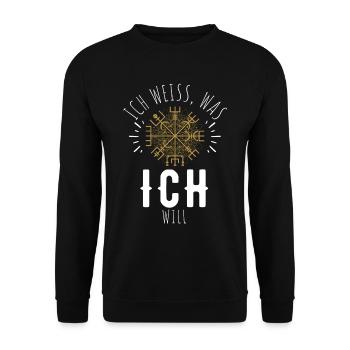 Wegweiser RUNEN Motivation - VEGVISIR - Unisex Pullover - Schwarz - Vorne - Alina (178cm) & Michal (187cm)