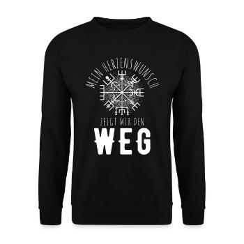 Wegweiser RUNEN Motivation - VEGVISIR - Unisex Pullover - Schwarz - Vorne - Alina (178cm) & Michal (187cm)