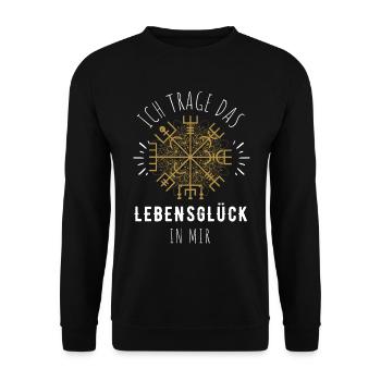 Wegweiser RUNEN Motivation - VEGVISIR - Unisex Pullover - Schwarz - Vorne - Alina (178cm) & Michal (187cm)