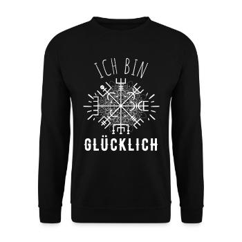 Wegweiser RUNEN Motivation - VEGVISIR - Unisex Pullover - Schwarz - Vorne - Alina (178cm) & Michal (187cm)
