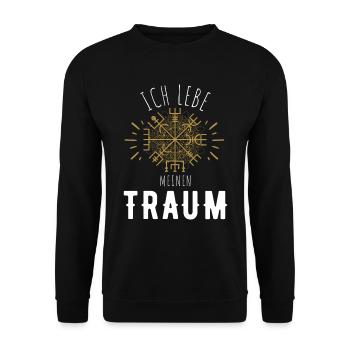 Wegweiser RUNEN Motivation - VEGVISIR - Unisex Pullover - Schwarz - Vorne - Alina (178cm) & Michal (187cm)