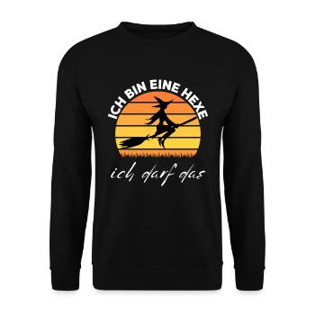 Ich bin eine HEXE ich darf das - Unisex Pullover - Schwarz - Vorne - Alina (178cm) & Michal (187cm)
