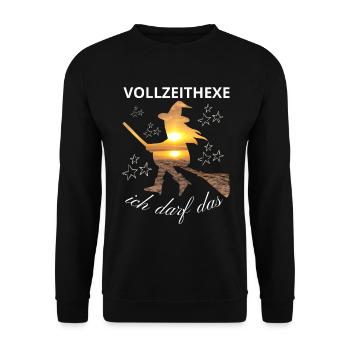 VOLLZEITHEXE ich darf das HEXE HEXEN hexen - Unisex Pullover - Schwarz - Vorne - Alina (178cm) & Michal (187cm)