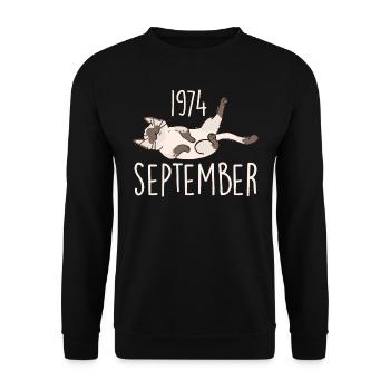 Caption September 1974 Anniversary Gift 1974 - Unisex Sweatshirt - black - Front - Alina (178cm) & Michal (187cm)