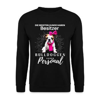 Bulldogge Bulldog Bulldoggen Mama Papa - Unisex Pullover - Schwarz - Vorne - Alina (178cm) & Michal (187cm)