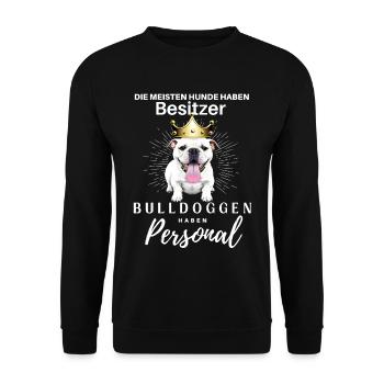 Bulldogge Bulldog Bulldoggen Mama Papa - Unisex Pullover - Schwarz - Vorne - Alina (178cm) & Michal (187cm)