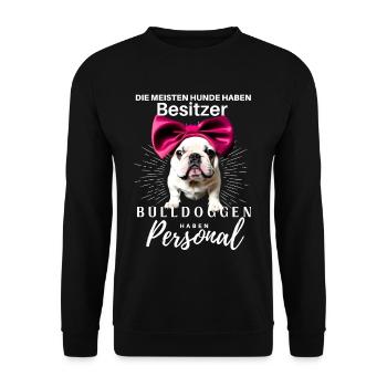 Bulldogge Bulldog Bulldoggen Mama Papa - Unisex Pullover - Schwarz - Vorne - Alina (178cm) & Michal (187cm)