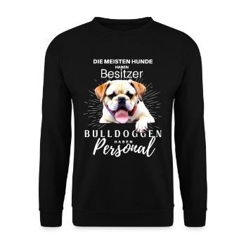 Bulldogge Bulldog Bulldoggen Mama Papa - Unisex Pullover - Schwarz - Vorne - Alina (178cm) & Michal (187cm)