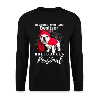Bulldogge Bulldog Bulldoggen Mama Papa - Unisex Pullover - Schwarz - Vorne - Alina (178cm) & Michal (187cm)