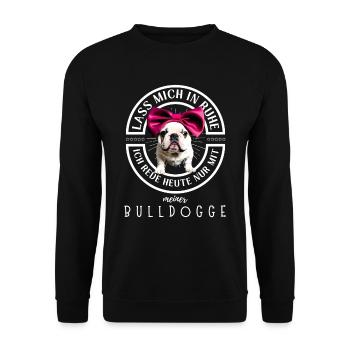 Bulldogge Bulldog Bulldoggen - Unisex Pullover - Schwarz - Vorne - Alina (178cm) & Michal (187cm)