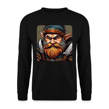 Petit gnome nain guerrier lutin - Sweat-shirt Unisexe - noir - Devant - Alina (178cm) & Michal (187cm)