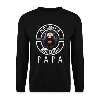 Bulldogge Bulldog Bulldoggen Papa - Unisex Pullover - Schwarz - Vorne - Alina (178cm) & Michal (187cm)