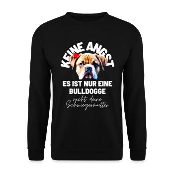 KEINE ANGST ... Bulldogge Bulldog Bulldoggen - Unisex Pullover - Schwarz - Vorne - Alina (178cm) & Michal (187cm)