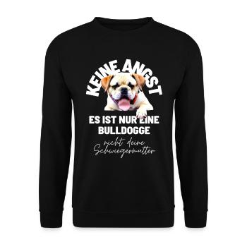 KEINE ANGST ... Bulldogge Bulldog Bulldoggen - Unisex Pullover - Schwarz - Vorne - Alina (178cm) & Michal (187cm)