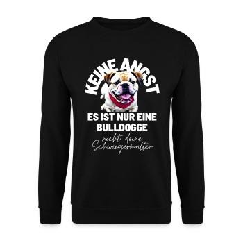 KEINE ANGST ... Bulldogge Bulldog Bulldoggen - Unisex Pullover - Schwarz - Vorne - Alina (178cm) & Michal (187cm)
