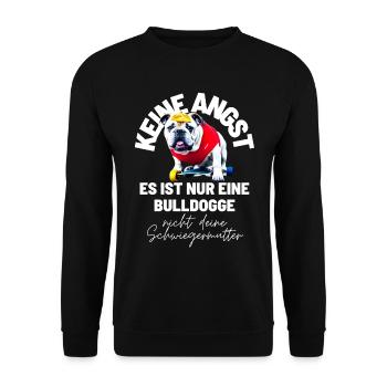 KEINE ANGST ... Bulldogge Bulldog Bulldoggen - Unisex Pullover - Schwarz - Vorne - Alina (178cm) & Michal (187cm)
