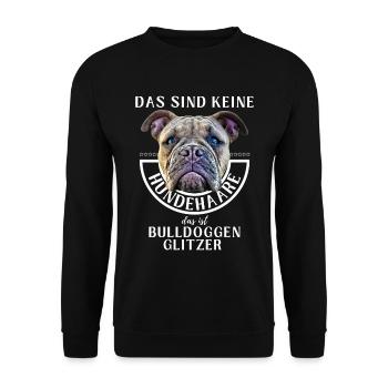 BULLDOGGEN GLITZER ...Bulldogge Bulldog Bulldoggen - Unisex Pullover - Schwarz - Vorne - Alina (178cm) & Michal (187cm)