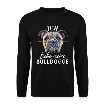 ICH LIEBE MEINE Bulldogge Bulldog Bulldoggen - Unisex Pullover - Schwarz - Vorne - Alina (178cm) & Michal (187cm)