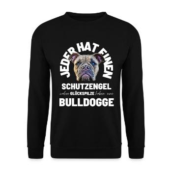 TOUT LE MONDE A UN ANGE GARDIEN... Bulldogge Bulldog - Sweat-shirt Unisexe - noir - Devant - Alina (178cm) & Michal (187cm)