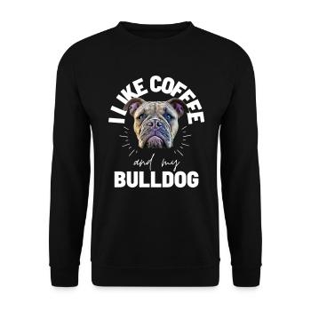 Bulldog J’AIME LE CAFÉ ET MON Bulldog Bulldogs - Sweat-shirt Unisexe - noir - Devant - Alina (178cm) & Michal (187cm)