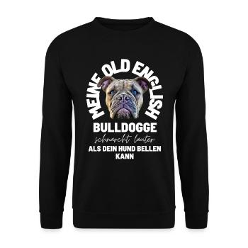 Bulldog SNORES LOUDER ... Bulldog Bulldogs - Unisex Sweatshirt - black - Front - Alina (178cm) & Michal (187cm)