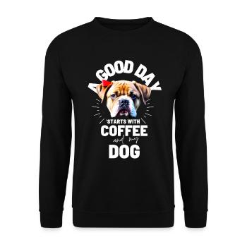 EIN GUTER TAG BEGINNT ... HUND Hunde Kaffee - Unisex Pullover - Schwarz - Vorne - Alina (178cm) & Michal (187cm)