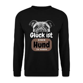 GLÜCK IST EIN HUND Hunde Hundefreund Hunde - Unisex Pullover - Schwarz - Vorne - Alina (178cm) & Michal (187cm)