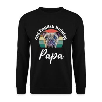 VIEIL ANGLAIS BULLDOG PAPA Chien Chiens Bulldog - Sweat-shirt Unisexe - noir - Devant - Alina (178cm) & Michal (187cm)