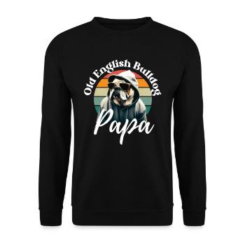 OLD ENGLISH BULLDOG PAPA - Chien Chiens Bulldog - Sweat-shirt Unisexe - noir - Devant - Alina (178cm) & Michal (187cm)