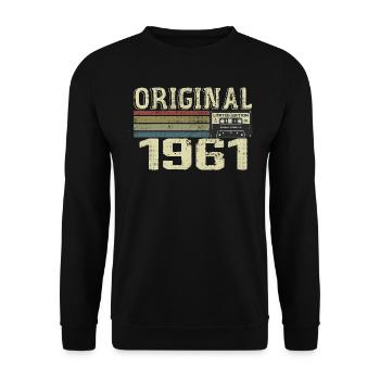 1961 Fêtes D’anniversaire - Cadeau Retro 1961 - Sweat-shirt Unisexe - noir - Devant - Alina (178cm) & Michal (187cm)