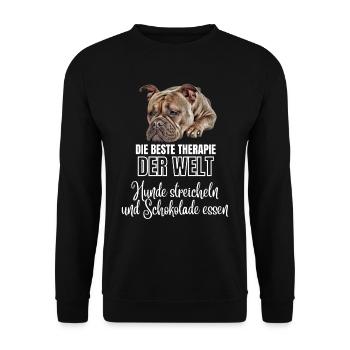 Bulldog Old English Bulldog Dog Dogs - Unisex Sweatshirt - black - Front - Alina (178cm) & Michal (187cm)