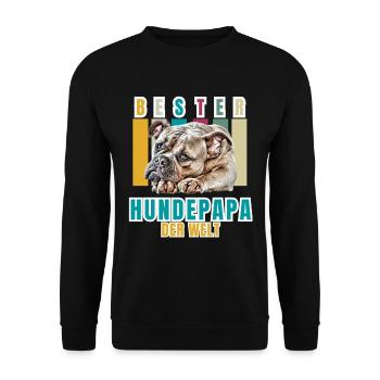 BEST DOG DAD Bulldog Dog Dogs Vieux Anglais - Sweat-shirt Unisexe - noir - Devant - Alina (178cm) & Michal (187cm)