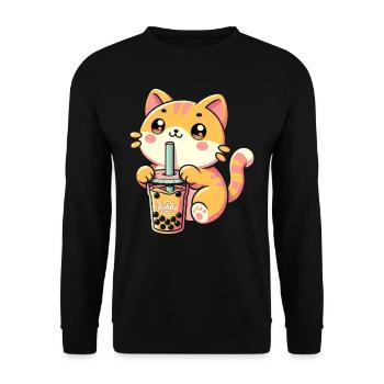 Délice du chat Kawaii Boba - Sweat-shirt Unisexe - noir - Devant - Alina (178cm) & Michal (187cm)