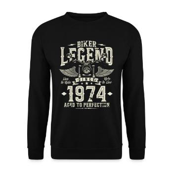 Légende des motards depuis 1974 - Sweat-shirt Unisexe - noir - Devant - Alina (178cm) & Michal (187cm)