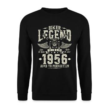 Légende du motard depuis 1956 - Sweat-shirt Unisexe - noir - Devant - Alina (178cm) & Michal (187cm)