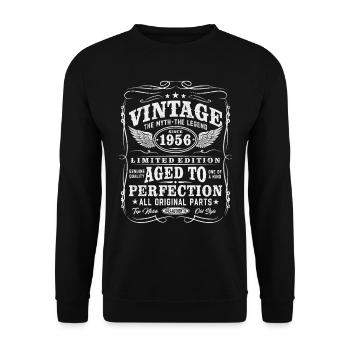 Vintage, 1956, Vintage, Cadeau d’anniversaire - Sweat-shirt Unisexe - noir - Devant - Alina (178cm) & Michal (187cm)