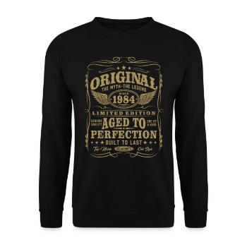 1984 Vintage Born Vintage Rétro Anniversaire - Sweat-shirt Unisexe - noir - Devant - Alina (178cm) & Michal (187cm)