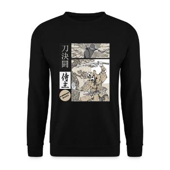 samurai katana Duell vs ninja - Unisex Pullover - Schwarz - Vorne - Alina (178cm) & Michal (187cm)