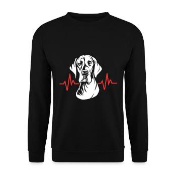 Deutsche Dogge Herzschlag - Unisex Pullover - Schwarz - Vorne - Alina (178cm) & Michal (187cm)